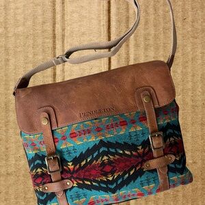 Pendleton Leather and Wool Satchel Bag